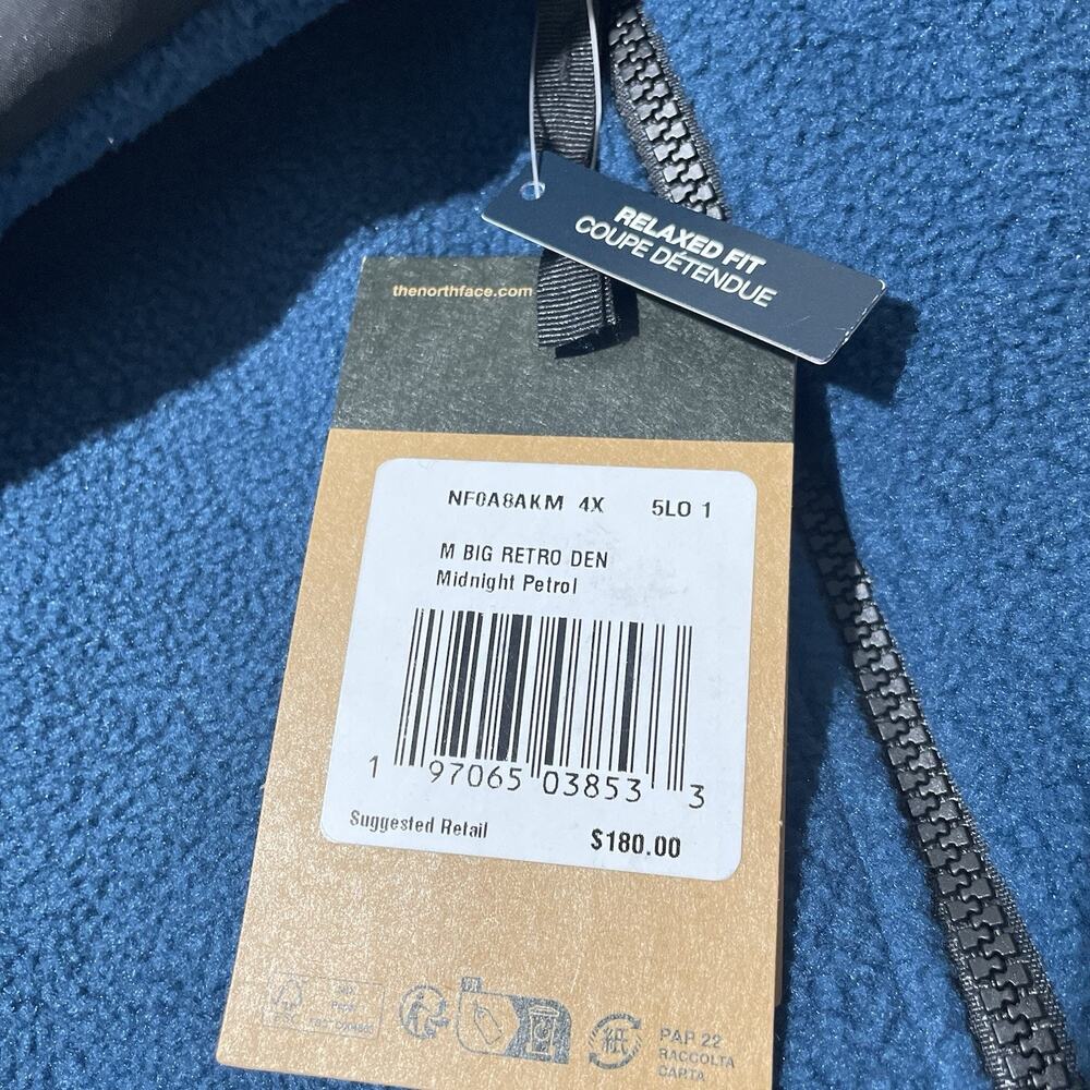 The North Face Men’s Big 4X NEW Retro Denali Jacket Midnight Petrol Relaxed Fit - Picture 3 of 9